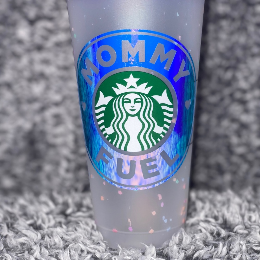 Custom Mommy Fuel confetti color changing Cup